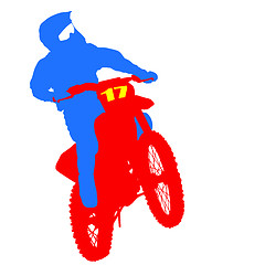 Image showing Black silhouettes Motocross rider on a motorcycle. 