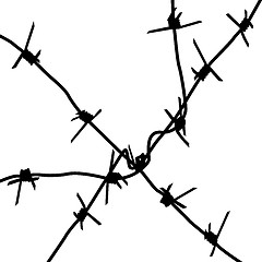 Image showing Silhouette barbed wires on a white background. 