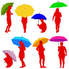 Image showing Silhouettes man and woman under umbrella. illustrations.