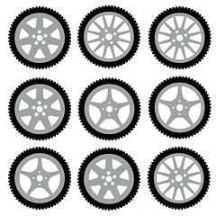 Image showing automotive wheel with alloy wheels. illustration.