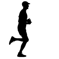 Image showing Running black silhouettes. illustration.