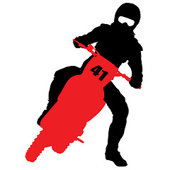 Image showing Black silhouettes Motocross rider on a motorcycle. 