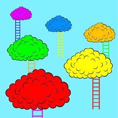Image showing Color clouds with stairs, illustration