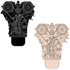 Image showing Internal combustion engine, as seen from in front. 