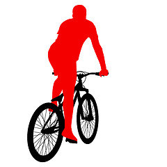 Image showing Silhouette of a cyclist male.  illustration.