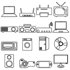 Image showing Collection flat icons with long shadow. Electrical devices 