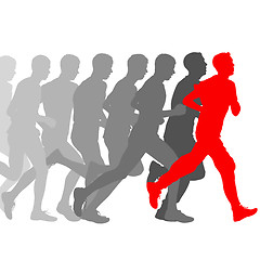 Image showing Set of silhouettes. Runners on sprint, men. illustration.