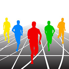 Image showing Set of silhouettes. Runners on sprint, men. illustration.