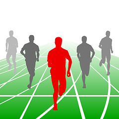 Image showing Set of silhouettes. Runners on sprint, men. illustration.