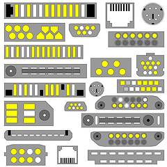 Image showing video, audio and telephone connectors