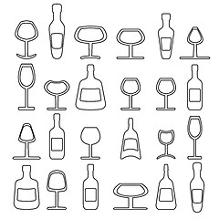 Image showing Wine Beer Glass Cup and bottle. illustration.