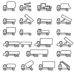 Image showing Set of vector icons - transportation symbols. Black on white. 