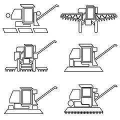 Image showing Collection flat icons with long shadow. Agricultural vehicles 