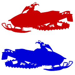 Image showing Silhouette snowmobile  on white background. illustration.