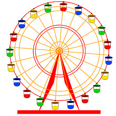 Image showing Silhouette atraktsion colorful ferris wheel. illustratio