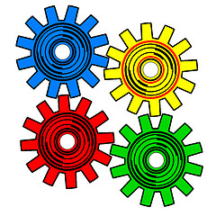 Image showing Colors  gears on white background 