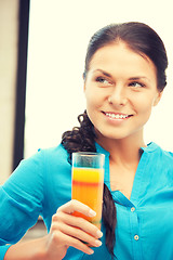 Image showing beautiful woman with glass of juice