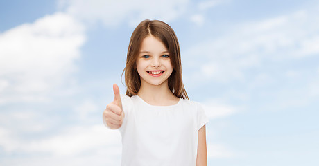 Image showing smiling little girl in white blank t-shirt