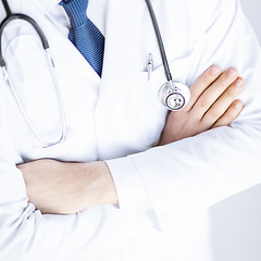 Image showing doctor with stethoscope in white uniform