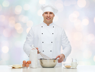 Image showing happy male chef cook baking