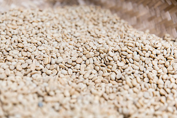 Image showing close up of unroasted coffee beans in basket