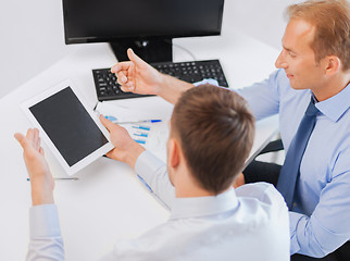 Image showing businessmen with notebook and tablet pc