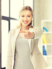 Image showing businesswoman pointing her finger