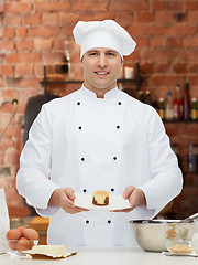 Image showing happy male chef cook baking