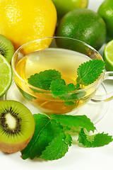 Image showing Green tea with fresh mint