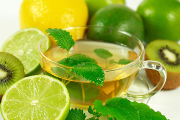 Image showing Green tea with fresh mint