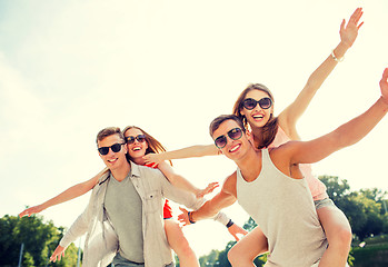 Image showing smiling couple having fun in city