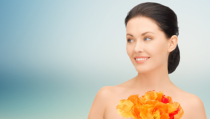 Image showing beautiful young woman with flowers