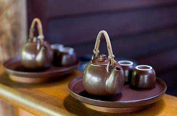 Image showing tea-set at asian teahouse