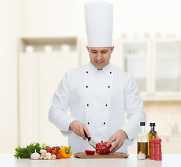 Image showing happy male chef cook cooking food