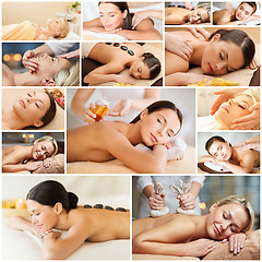 Image showing women having facial or body massage in spa salon