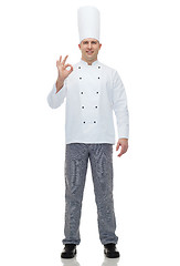 Image showing happy male chef cook showing ok sign