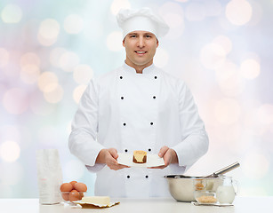 Image showing happy male chef cook baking