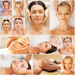 Image showing women having facial treatment in spa salon