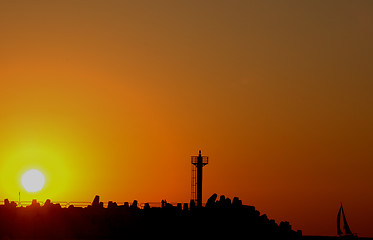 Image showing Lighthouse in sunset