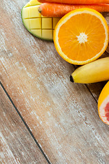 Image showing close up of fresh juicy fruits on table