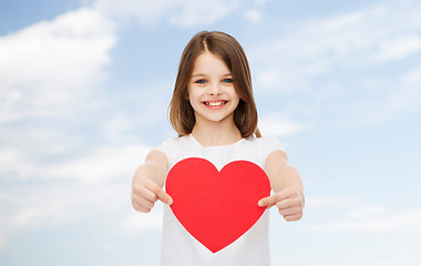 Image showing smiling little girl in white blank t-shirt