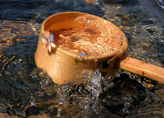 Image showing Bamboo Ladle And Splash