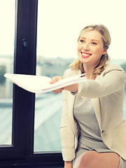 Image showing happy woman with documents