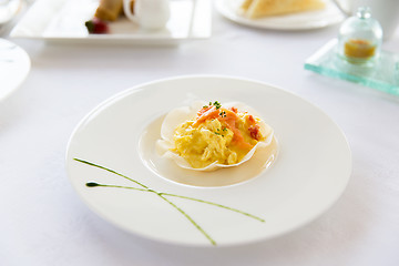 Image showing close up of restaurant dish on table