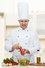 Image showing happy male chef cook cooking food