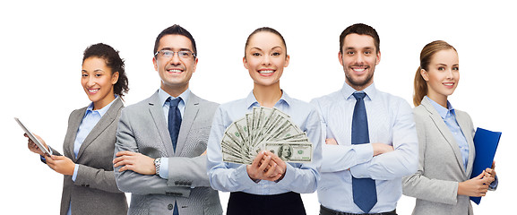 Image showing group of business people with dollar cash money