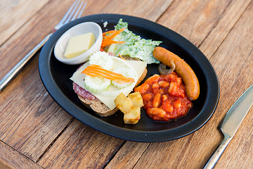 Image showing plate of different food on table