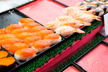 Image showing sushi sets at asian street market