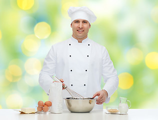 Image showing happy male chef cook baking