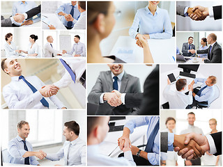 Image showing collage with business handshake